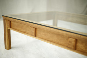 Large 20th century Oak and glass coffee table