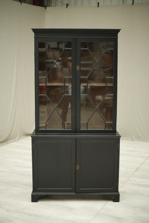 Antique Victorian ebonised glazed cabinet