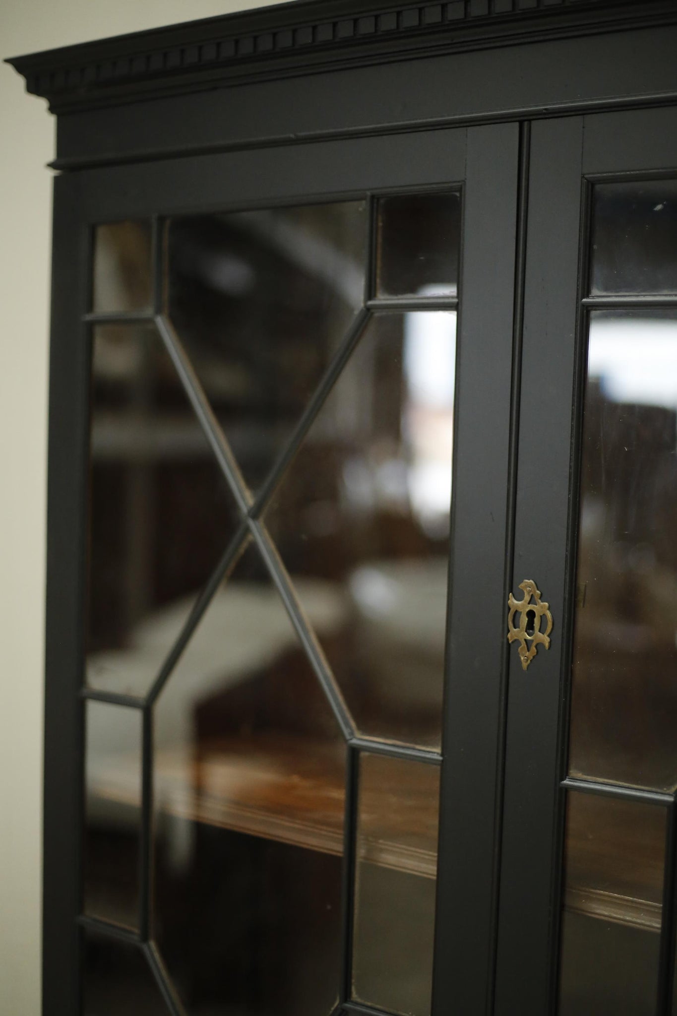 Antique Victorian ebonised glazed cabinet