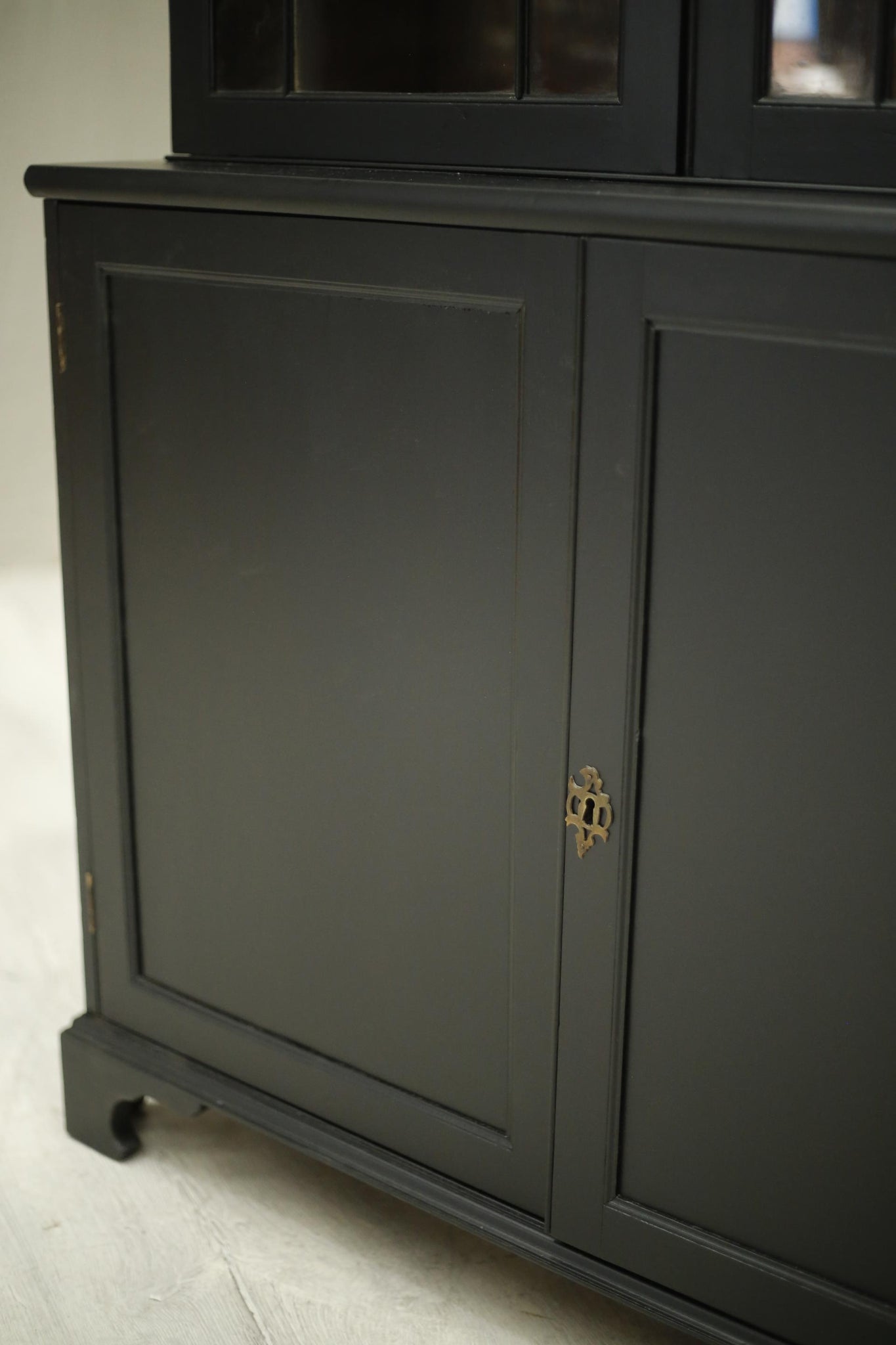 Antique Victorian ebonised glazed cabinet