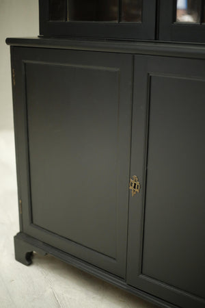 Antique Victorian ebonised glazed cabinet