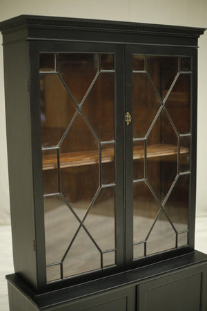 Antique Victorian ebonised glazed cabinet