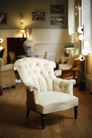 Napoleon III buttoned fishtail armchair - TallBoy Interiors