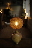Mid century brutalist lamp with wicker shade - TallBoy Interiors
