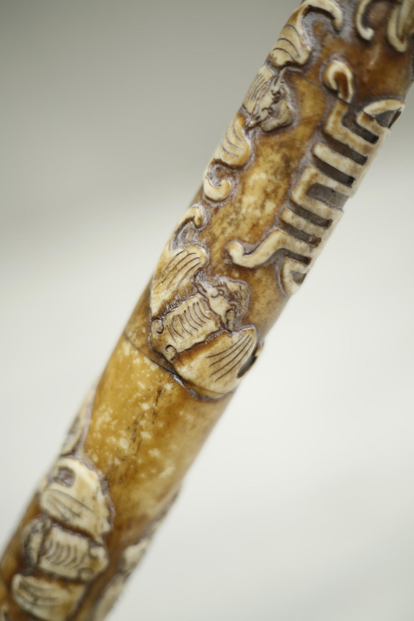 20th century Japanese calligraphy brush- Carved bats