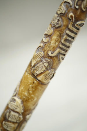 20th century Japanese calligraphy brush- Carved bats
