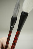 2x 20th century Japanese calligraphy brushes- Red lacquer
