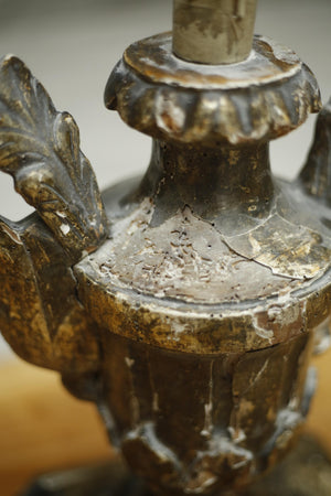 19th century Gesso covered finial table lamp