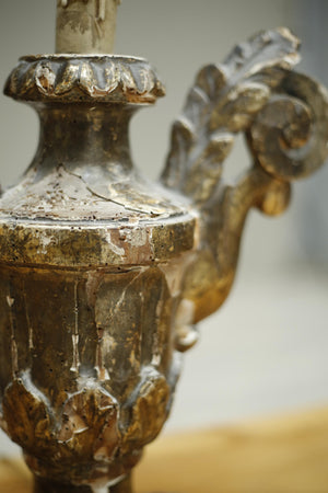 19th century Gesso covered finial table lamp
