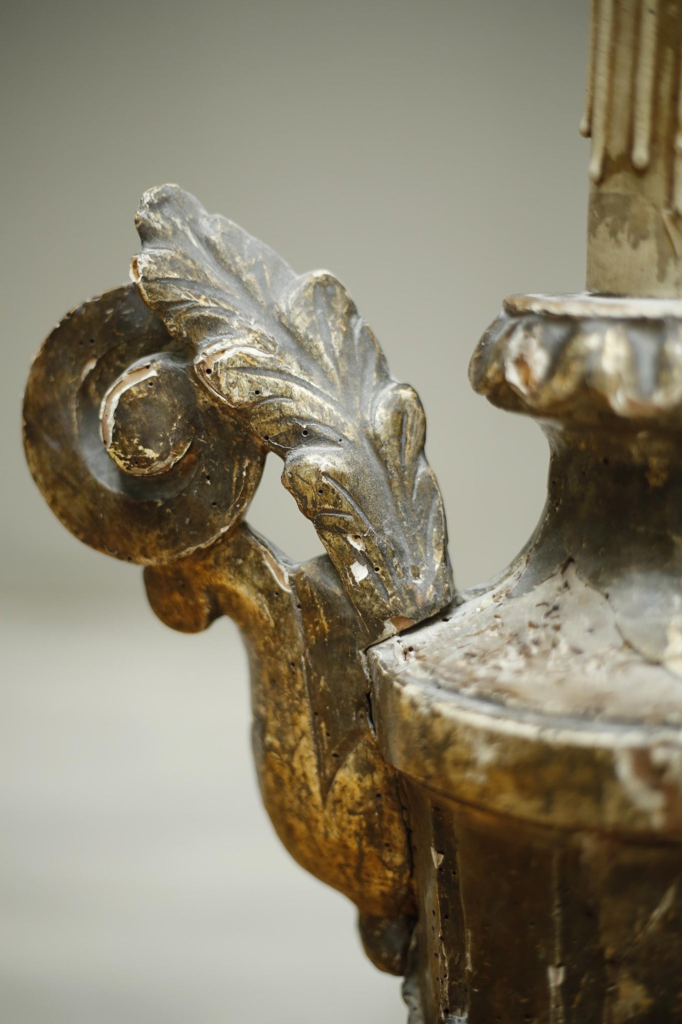 19th century Gesso covered finial table lamp
