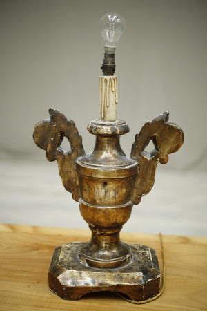 19th century Gesso covered finial table lamp