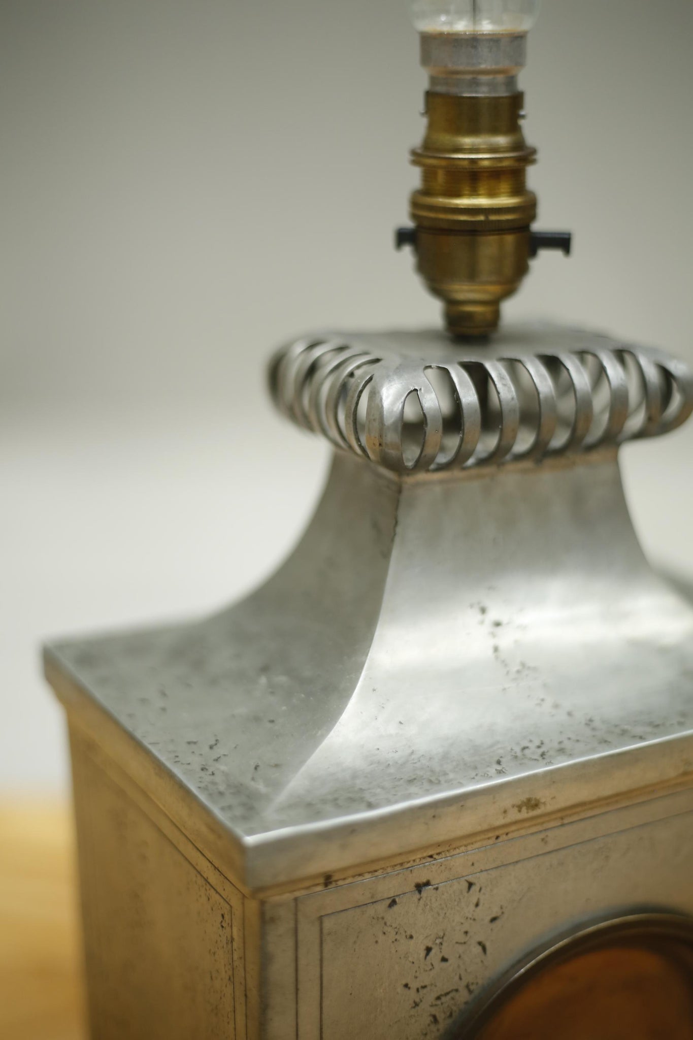 Mid 20th century Pewter and copper table lamp