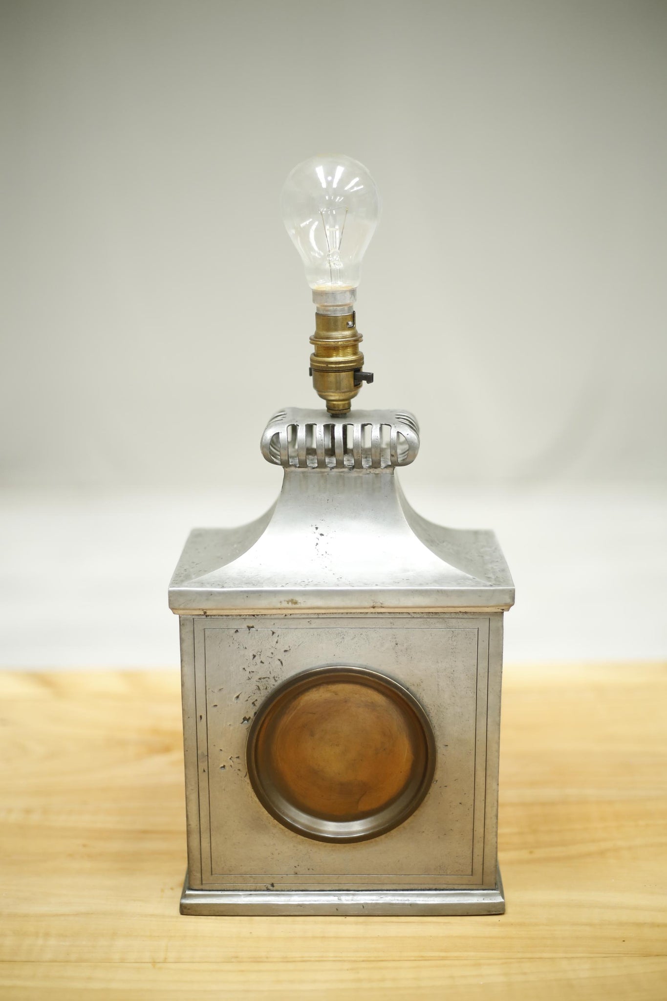 Mid 20th century Pewter and copper table lamp