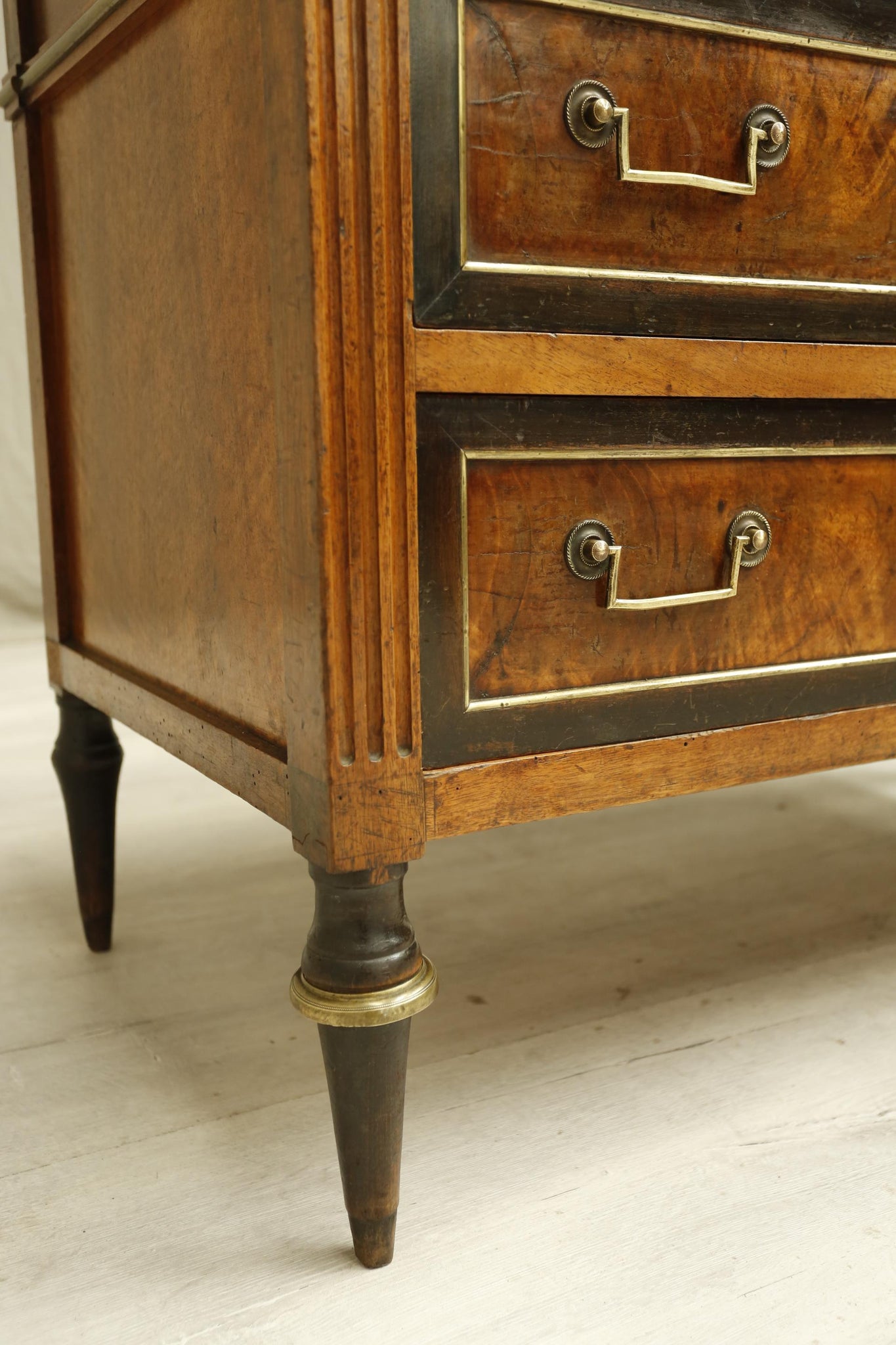 Antique 19th century French walnut and ebony chest of drawers