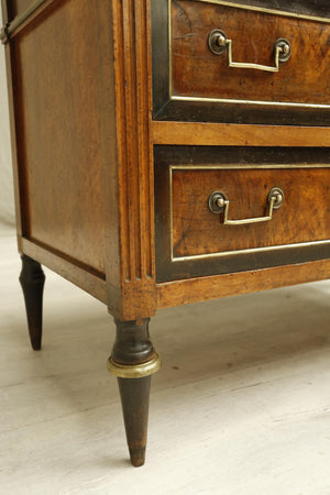 Antique 19th century French walnut and ebony chest of drawers