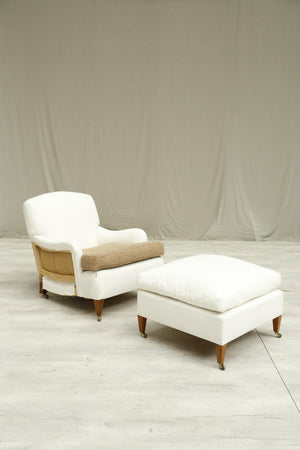 RESERVED 20th Century Howard and sons style armchair and footstool