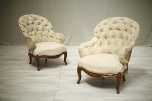 Pair of 19th century French Iron backed armchairs - TallBoy Interiors