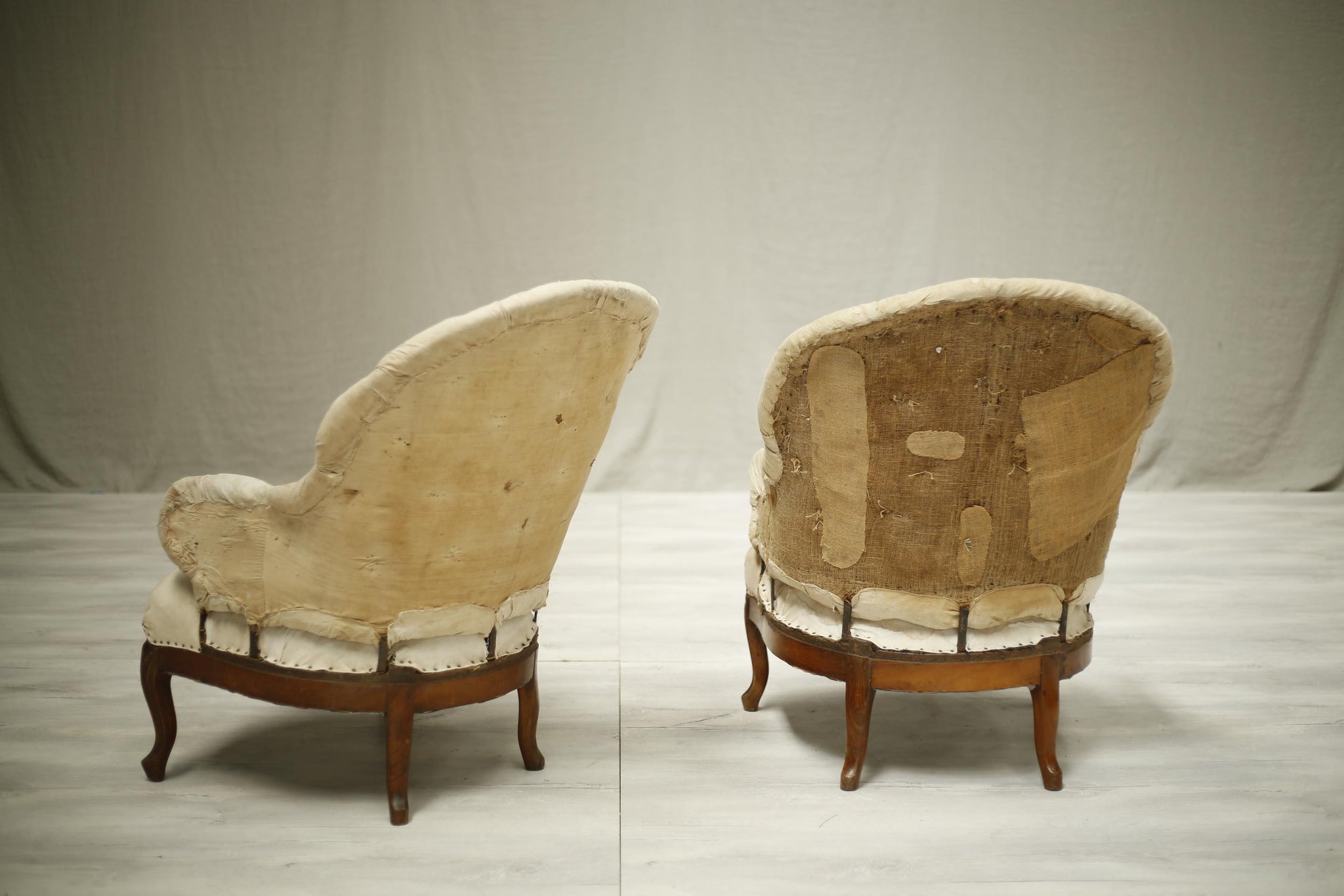 Pair of 19th century French Iron backed armchairs - TallBoy Interiors