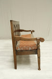 Antique 18th century oak settle with kilim seat cushion