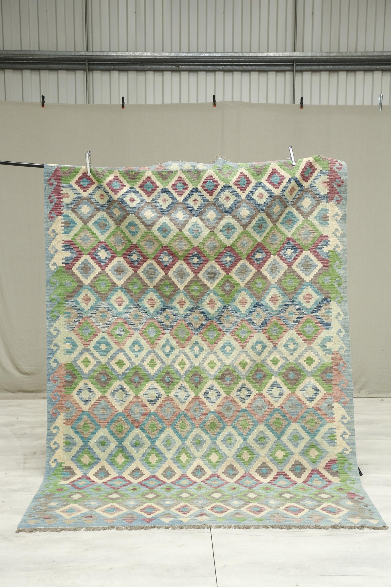 Large 20th century Green kilim rug