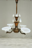 Art Deco copper chandelier with vaseline glass shades- 4 arms