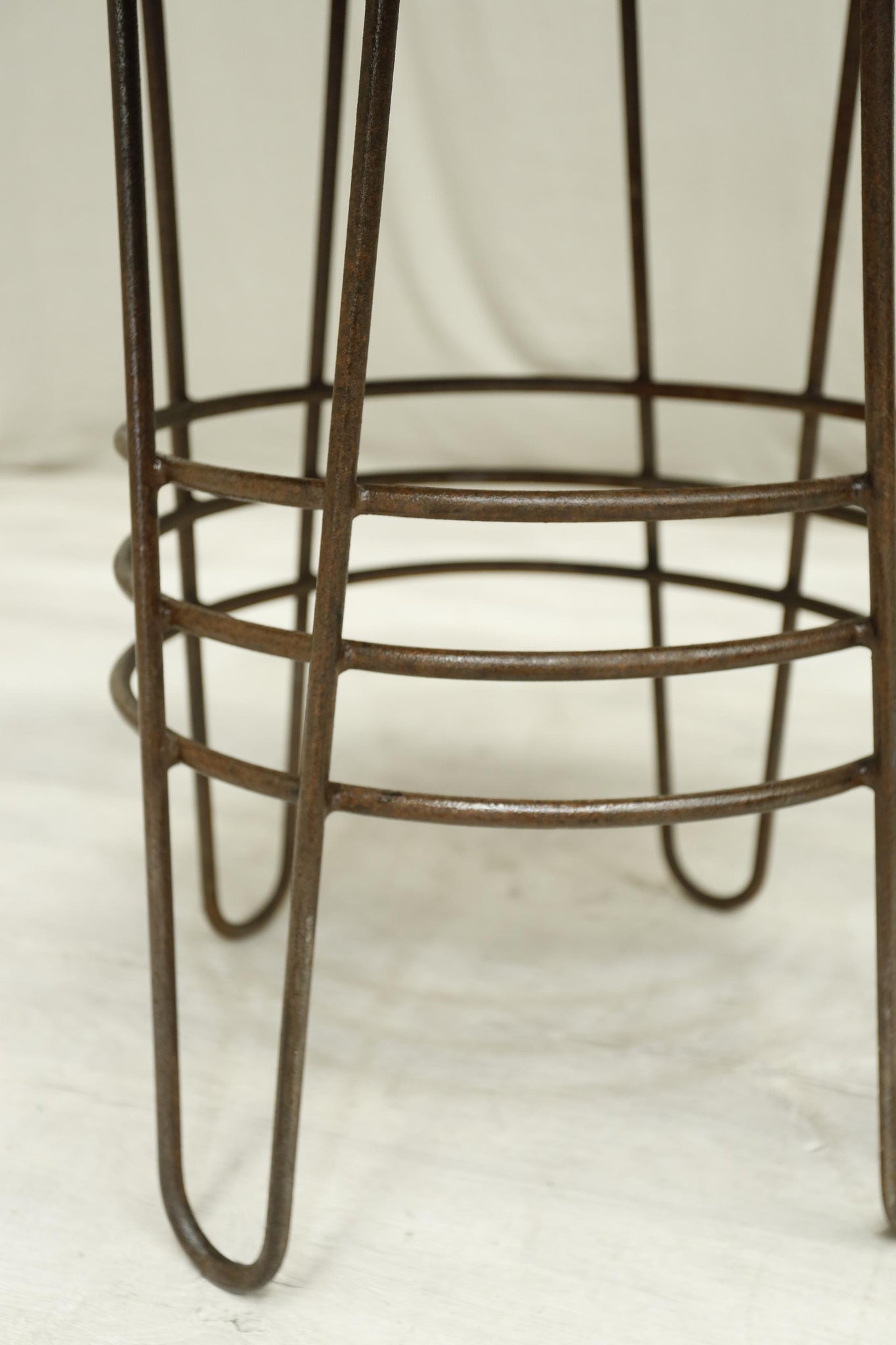 20th century Elm and iron lamp table