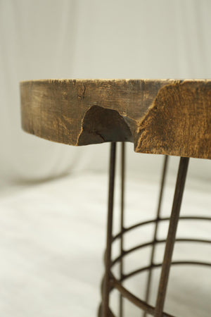 20th century Elm and iron lamp table