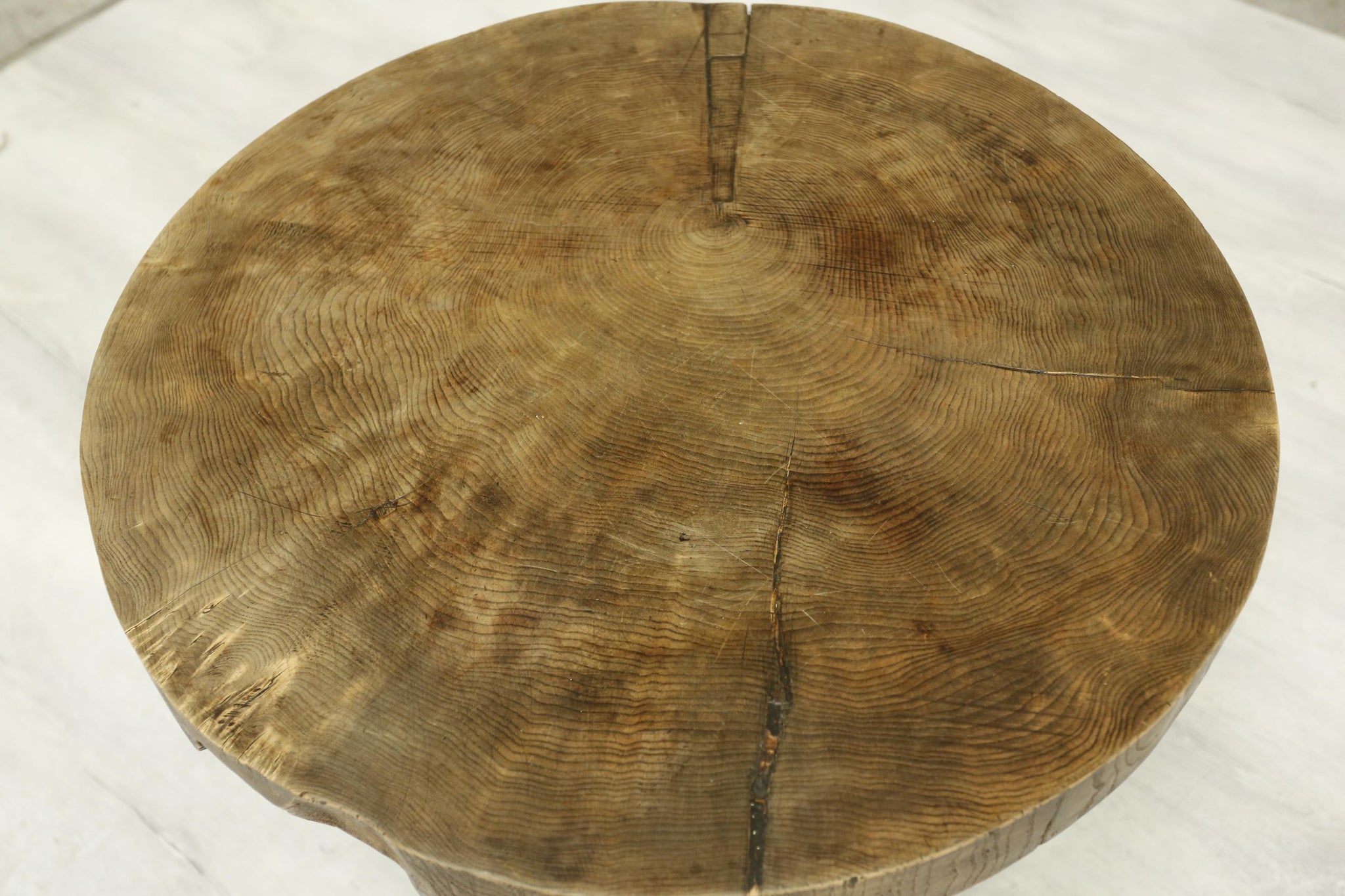 20th century Elm and iron lamp table