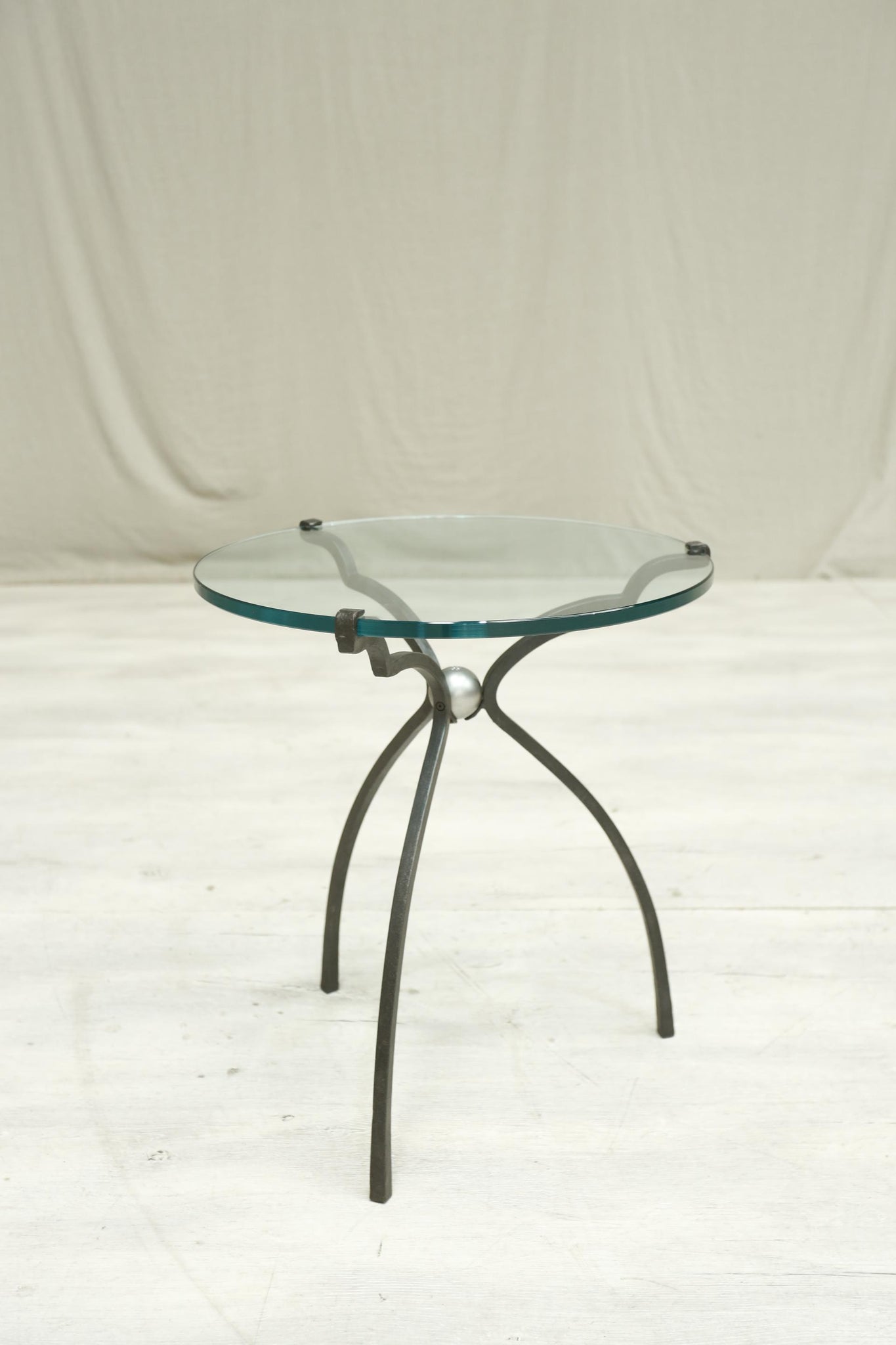 Mid 20th century glass and iron side table by Peter Ghyczy