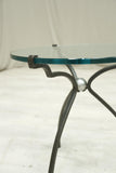 Mid 20th century glass and iron side table by Peter Ghyczy