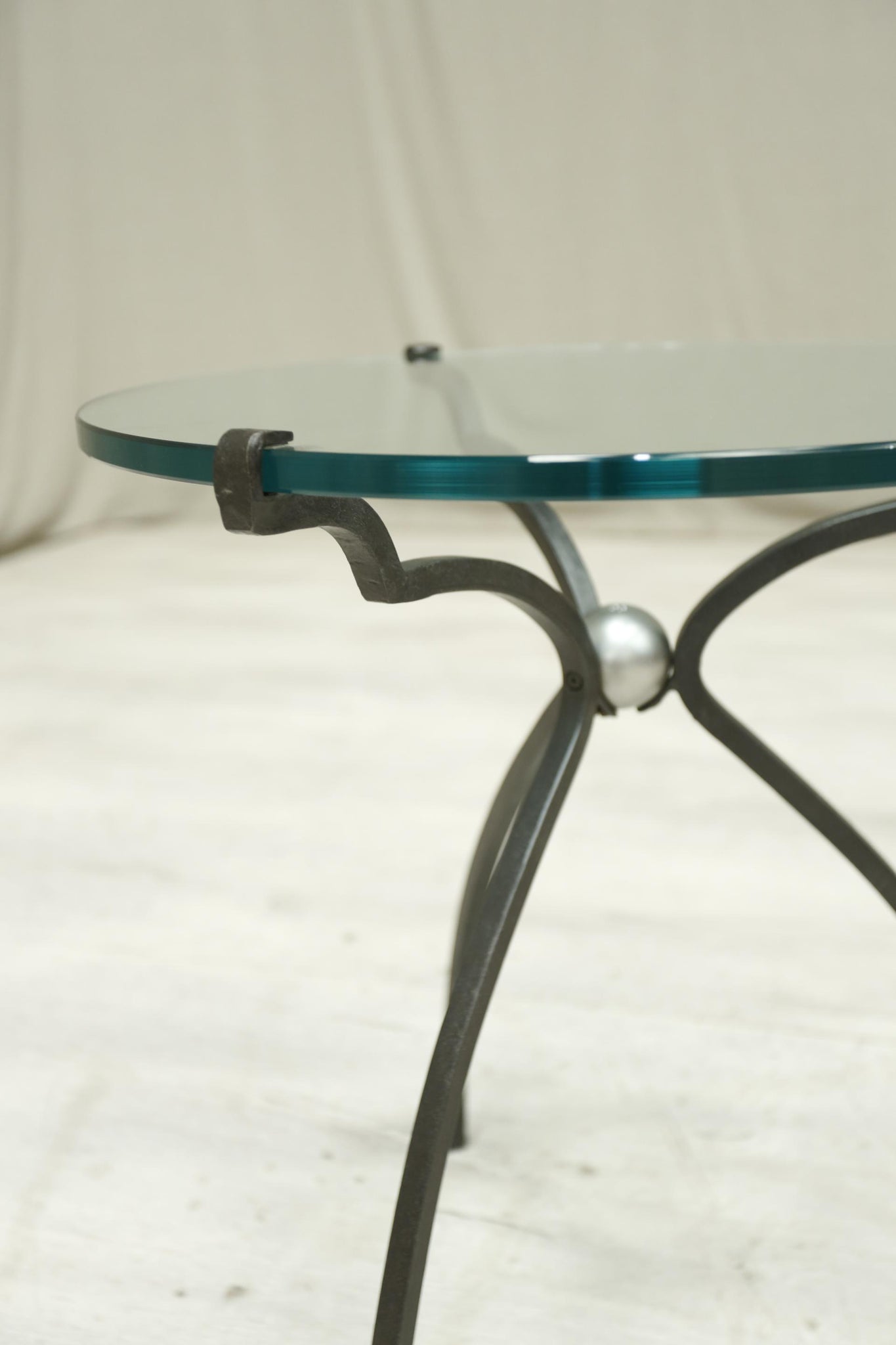Mid 20th century glass and iron side table by Peter Ghyczy