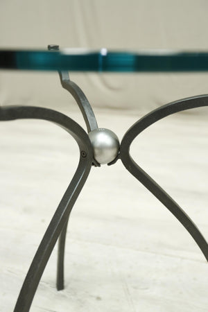 Mid 20th century glass and iron side table by Peter Ghyczy