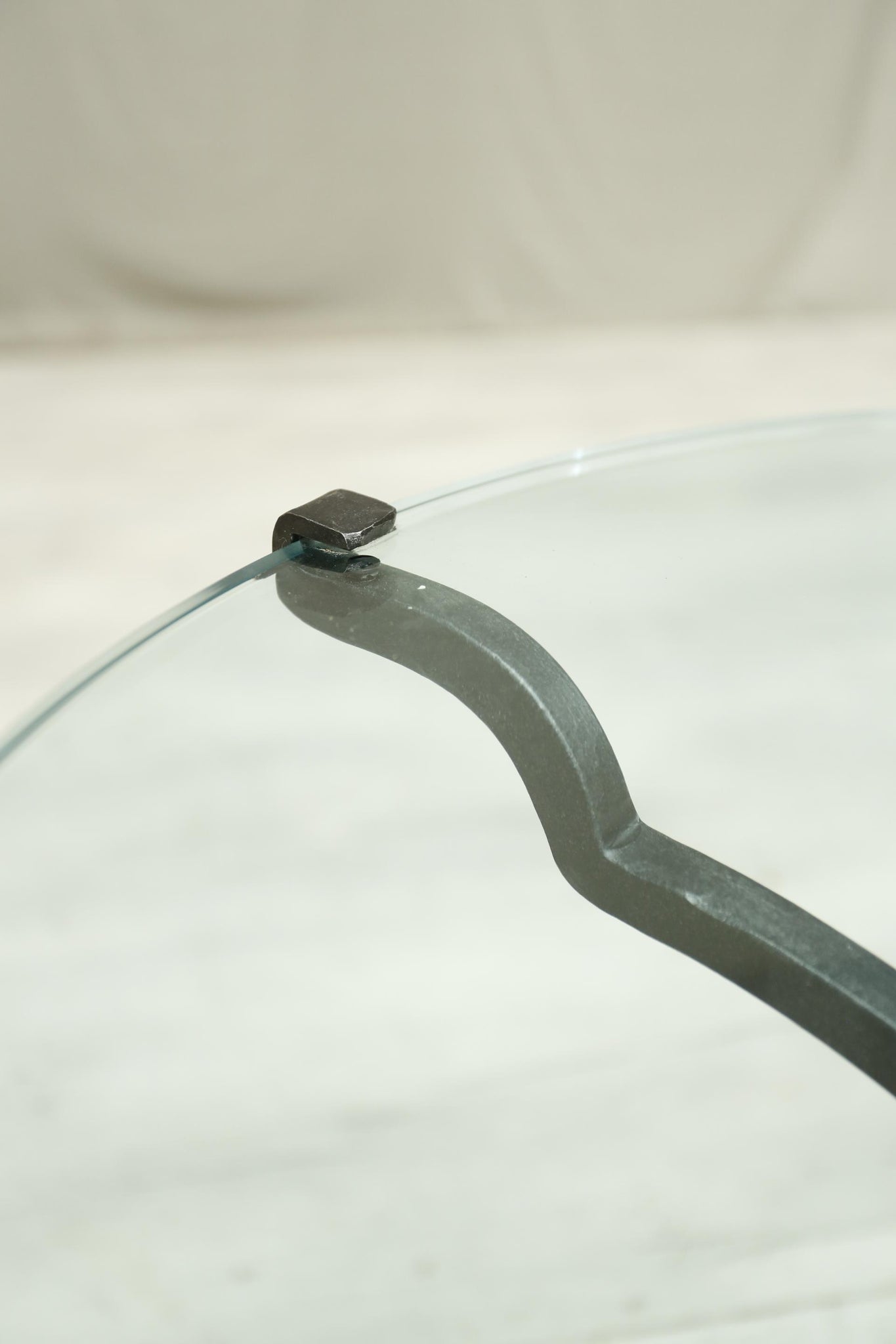 Mid 20th century glass and iron side table by Peter Ghyczy