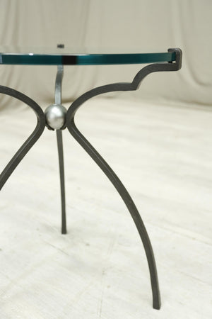 Mid 20th century glass and iron side table by Peter Ghyczy