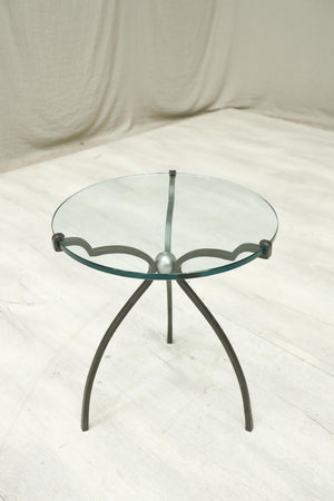 Mid 20th century glass and iron side table by Peter Ghyczy