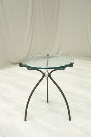 Mid 20th century glass and iron side table by Peter Ghyczy