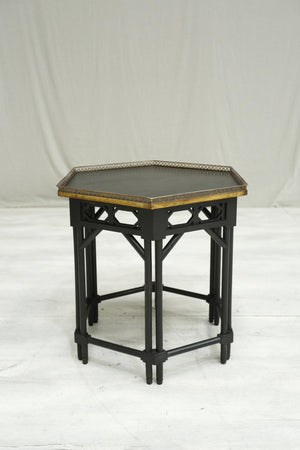 Antique 19th century Hexagonal ebonised lamp table