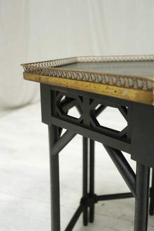 Antique 19th century Hexagonal ebonised lamp table