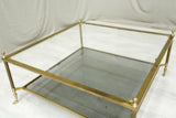 Large mid 20th century brass two tiered square coffee table