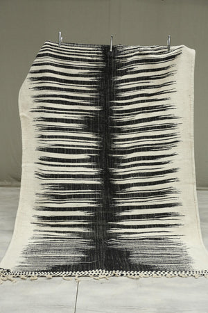 Genuine Hand woven Moroccan rug - black and white stripe