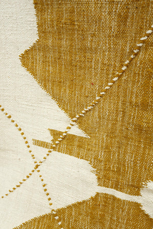 Genuine hand woven Moroccan rug- Mustard abstract