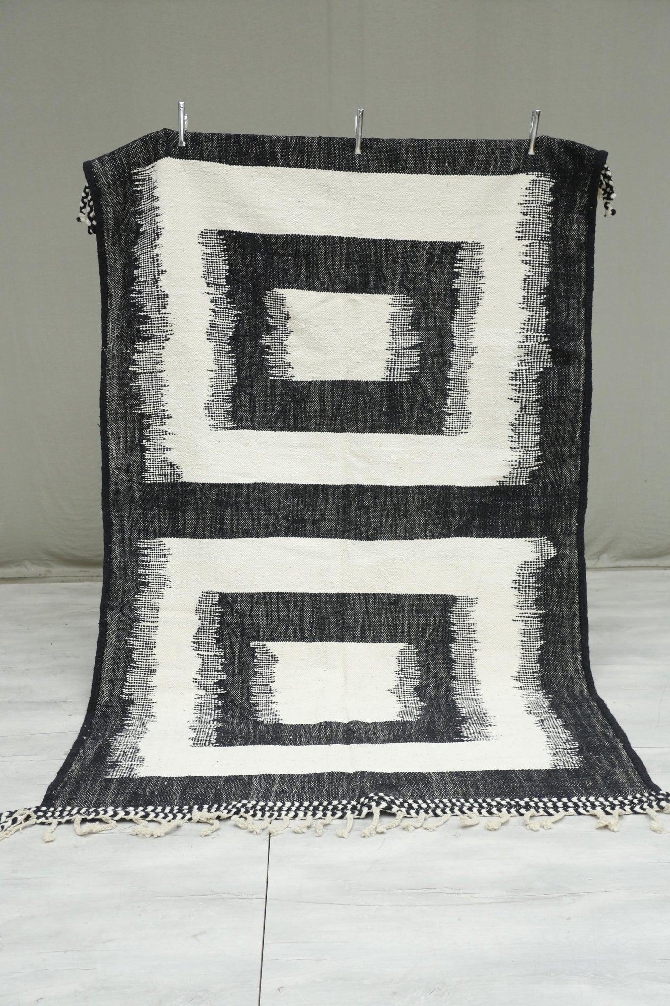 Genuine Hand woven Moroccan rug- Black squares