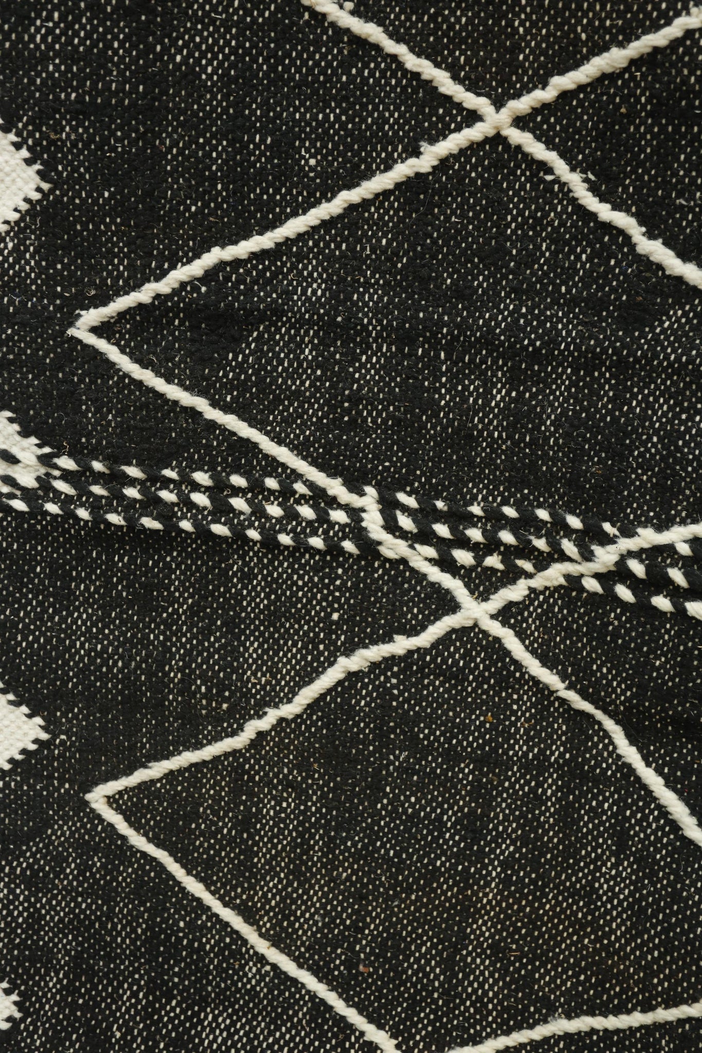 Genuine Hand woven Moroccan rug- Black and white diamond