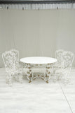 Antique white marble circular garden table and chairs