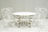Antique white marble circular garden table and chairs
