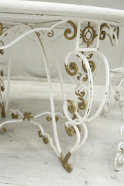 Antique white marble circular garden table and chairs - TallBoy Interiors