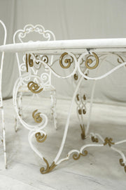 Antique white marble circular garden table and chairs - TallBoy Interiors
