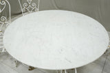 Antique white marble circular garden table and chairs