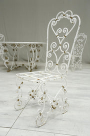 Antique white marble circular garden table and chairs - TallBoy Interiors