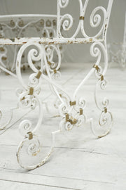 Antique white marble circular garden table and chairs - TallBoy Interiors